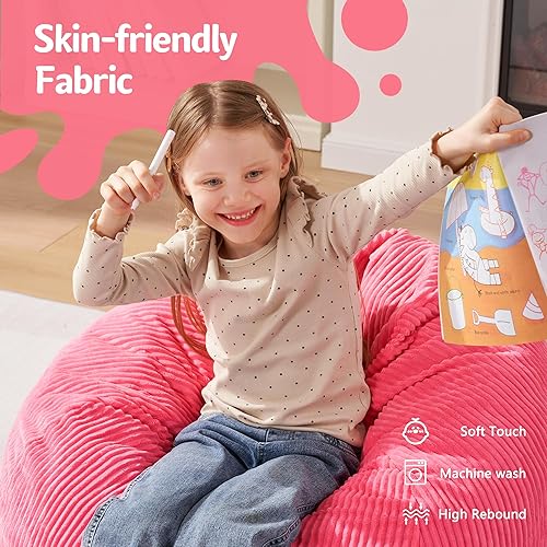 Miniatura 52 de Homguava Puf de 3.5 pies: puf de lágrima con relleno de espuma viscoelástica, sillas compactas de puf, sofá suave con funda de pana (gris)