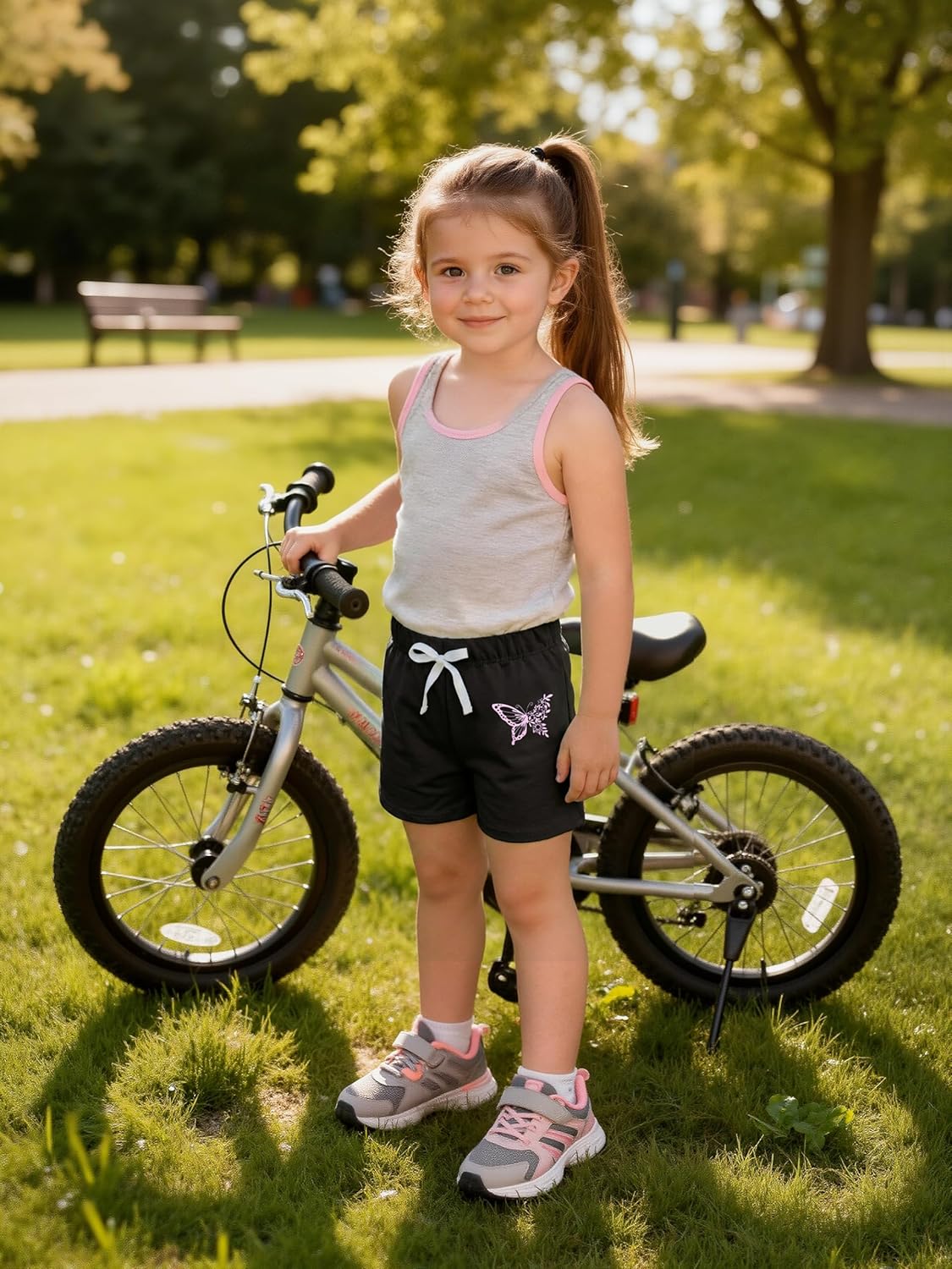 Poroka 4パック 幼児 ガールズ カジュアルショーツセット ユニコーン カートゥーン プリント アスレチック イルカ ショーツ