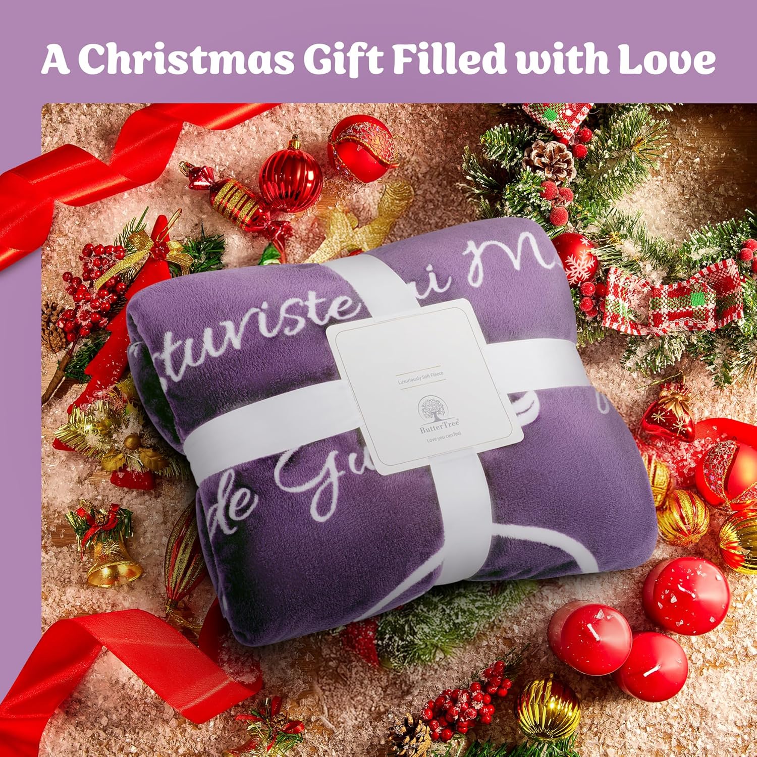 Valentines Day Gifts for her - Soft Purple Blanket with Meaningful Words, Sentimental Gifts for Wife, Cozy Fleece Throw for Wife's Birthday or Special Occasions - Image 9