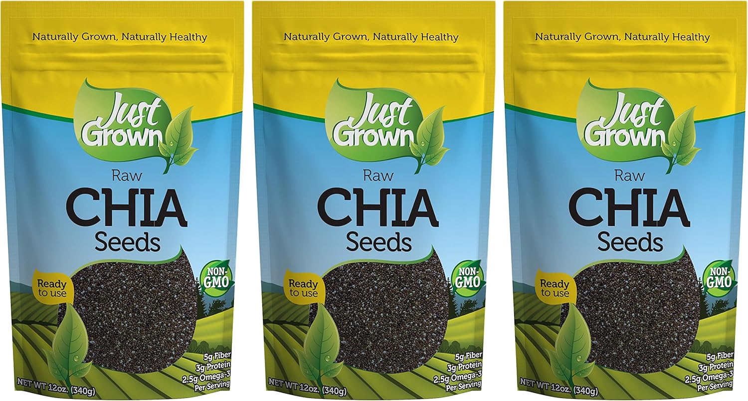 Just Grown Chia Seeds Raw Black 5 lb Bulk (80 Ounces)