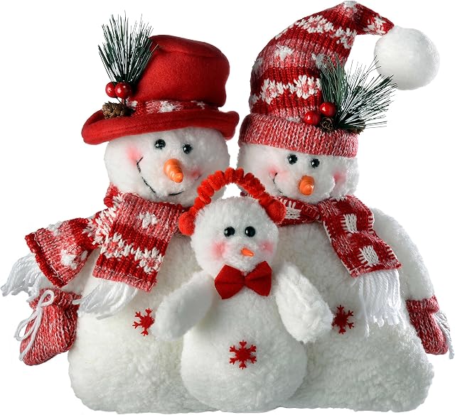 WeRChristmas Snowman Family Christmas Decoration, 27 cm - Red/White