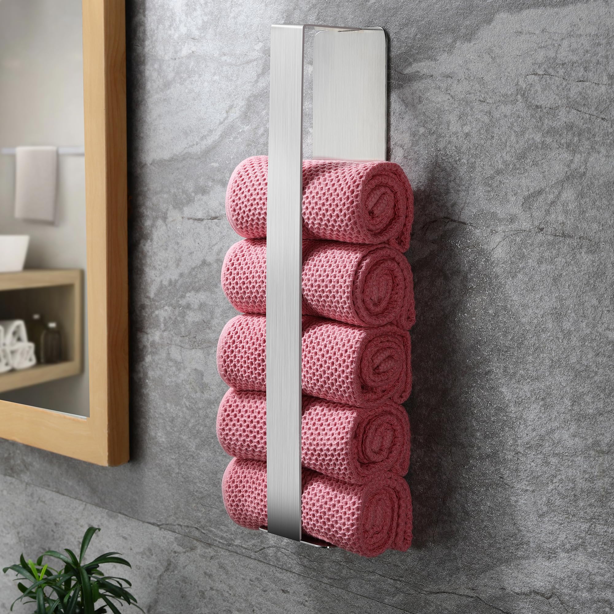 ZUNTO Selbstklebender Handtuchhalter für Gäste – Edelstahl, 40 cm, Handtuchhalter ohne Bohren, ideal für Badezimmer und Küche