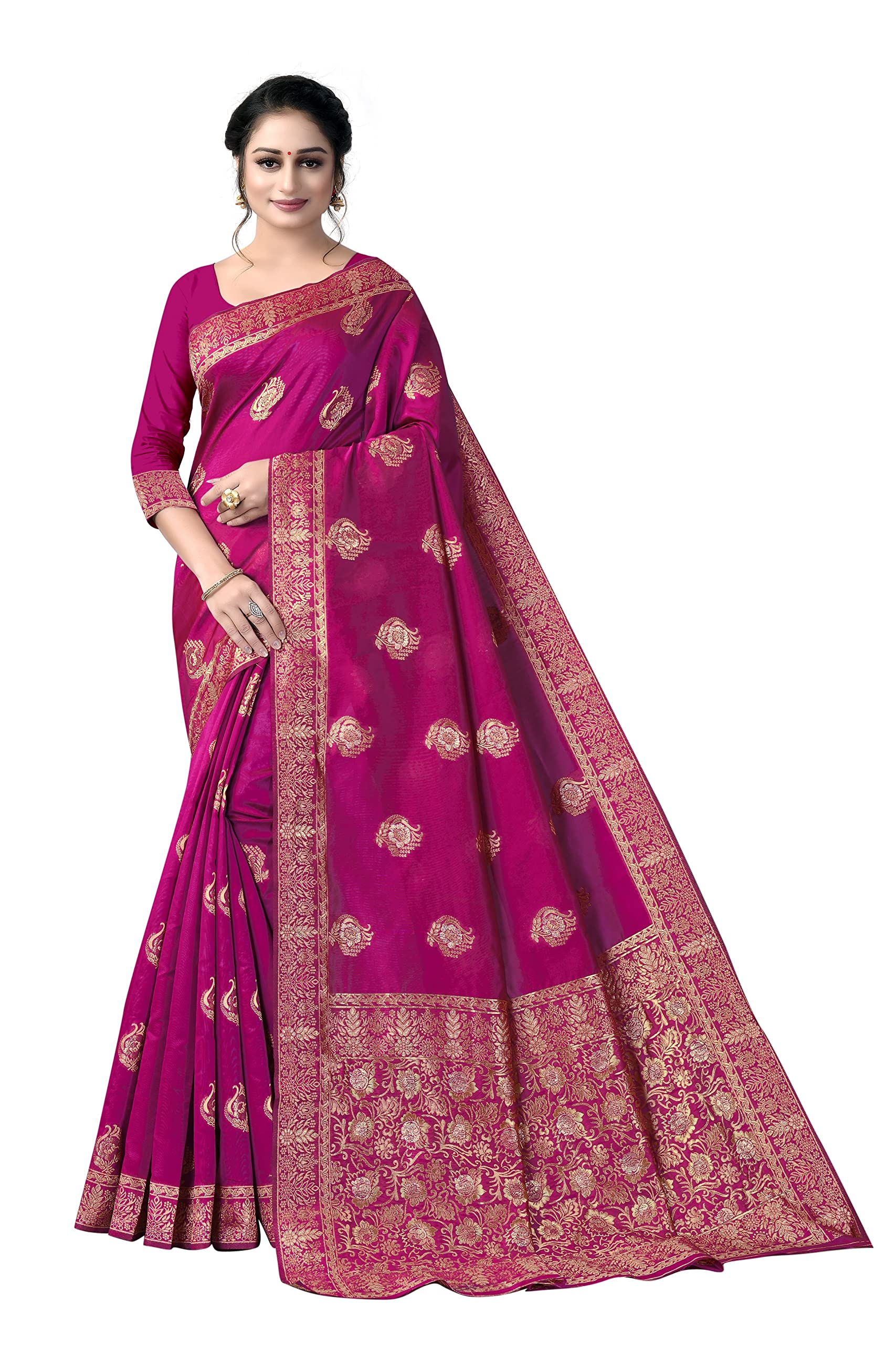 Photo 1 of Vedant Vastram Women's Designer Banarasi & Kanjeevaram Silk Saree for Women (Rukmani Magenta)