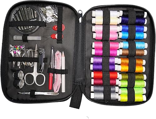 KECASUDE Kit de costura, regalos para mujeres, mamá, viajera, adultos, principiantes, emergencias, suministros de costura, accesorios con agujas de