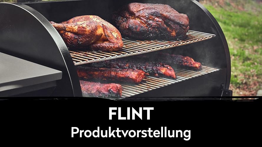 Bild 6 - BURNHARD Pelletsmoker FLINT, Räucherofen 70°C - 230°C, Pelletgrill inkl. Edelstahlroste, Holzschneidebrett, 2 Temperaturfühler und Abdeckhaube, Smoker