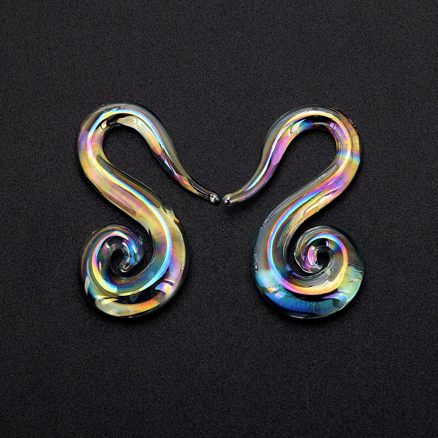 Stuppendux Seahorse Shape Ear Glass Spiral Tapers Plugs Tunnels Expander Hanger Gauges Earrings Stretching Body Piercings Jewelry Gauges 8g-2g