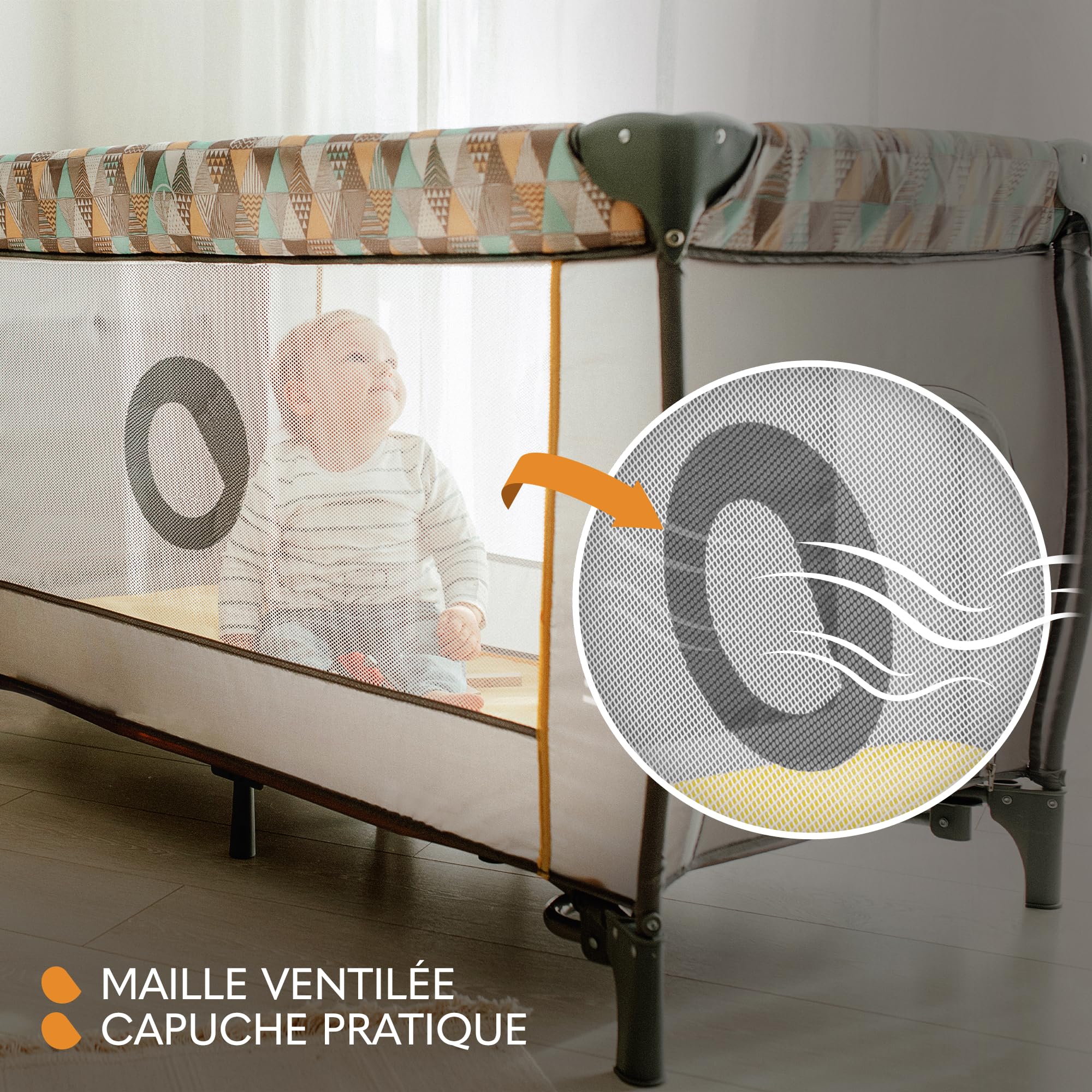 lionelo Sven Plus boîte 2 en 1 lit bébé, Table à Langer, Jouets, baldaquin Suspendu avec moustiquaire, entrée latérale supplémentaire Rouleaux, Mobiles