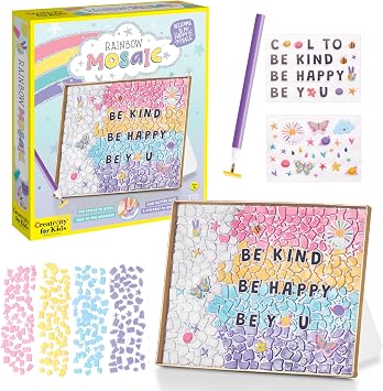 Creativity for Kids Rainbow Mosaic Craft Kit Valentine Craft Kit for Kids, Gifts for Girls, Diamond Painting for Kids Ages 7+