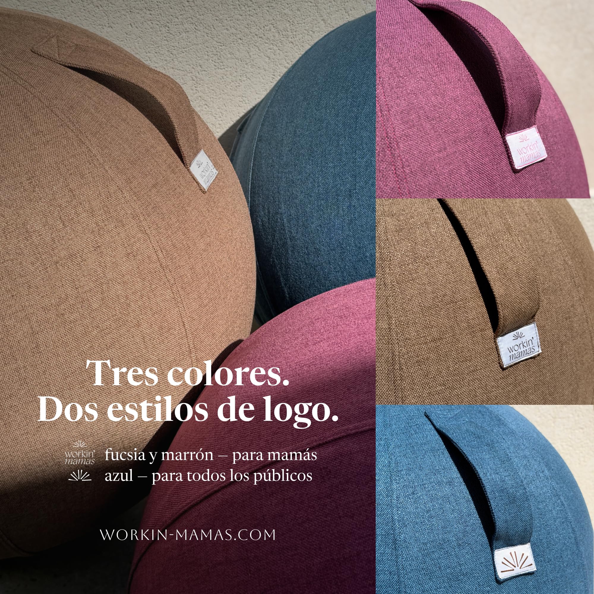 Genérico Workin' Mamas. Color Marrón Claro. Pelota de Pilates para Embarazadas. Pelota de Embarazo para Ejercicio Prenatal, Post Parto, Yoga, Fitness y Teletrabajo.