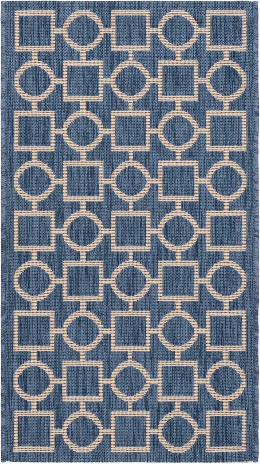 SAFAVIEH Courtyard Collection 2' x 3'7" Blue/Beige CY6925 Indoor/ Outdoor Waterproof Easy Cleaning Patio Backyard Mudroom Accent Rug