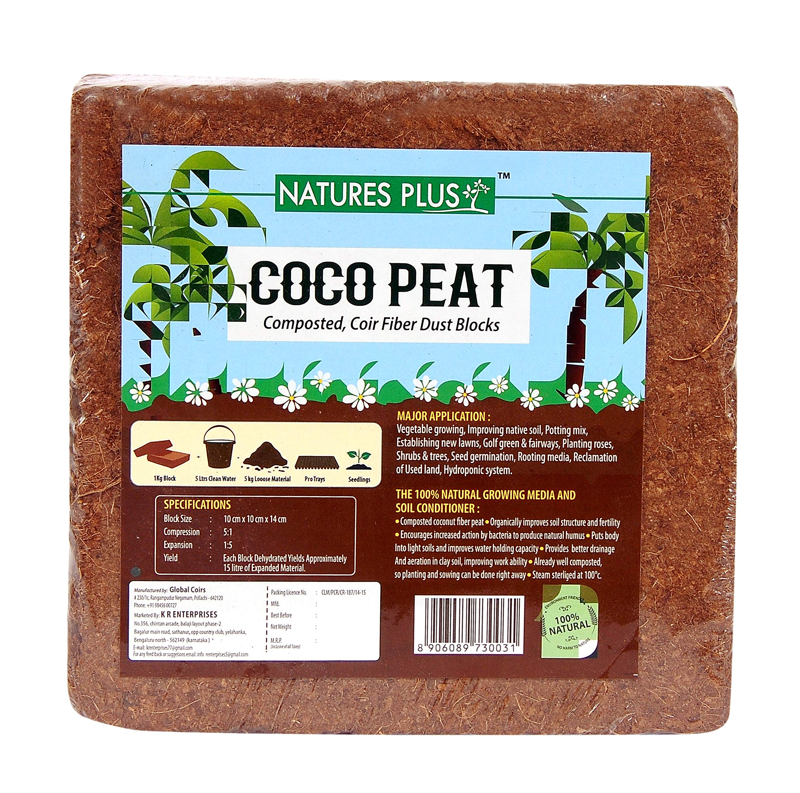 Bhajanlal Greenery Cocopeat Block, Agropeat for Garden Planting (1 kg) (B08Q8G639D) Amazon Price History, Amazon Price Tracker