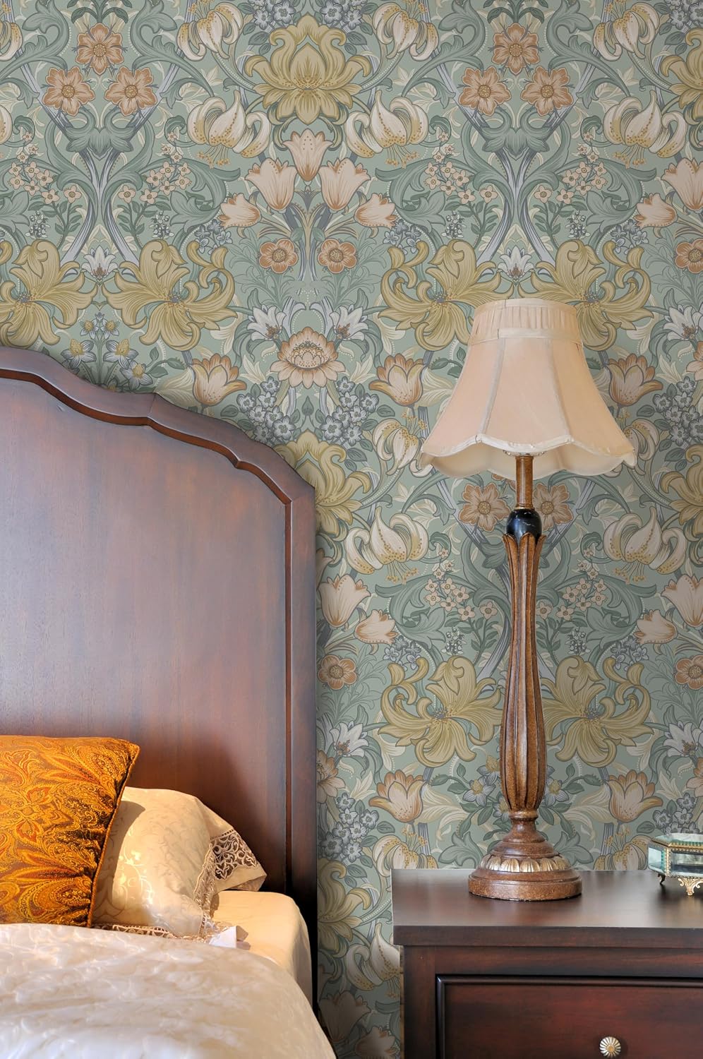 Holden Fleurmont Aqua Blue Non-Pasted Wallpaper – Detailed Floral Tapestry Wallcovering, 56 Sq Ft Coverage – Paste-the-Wall Wallcovering