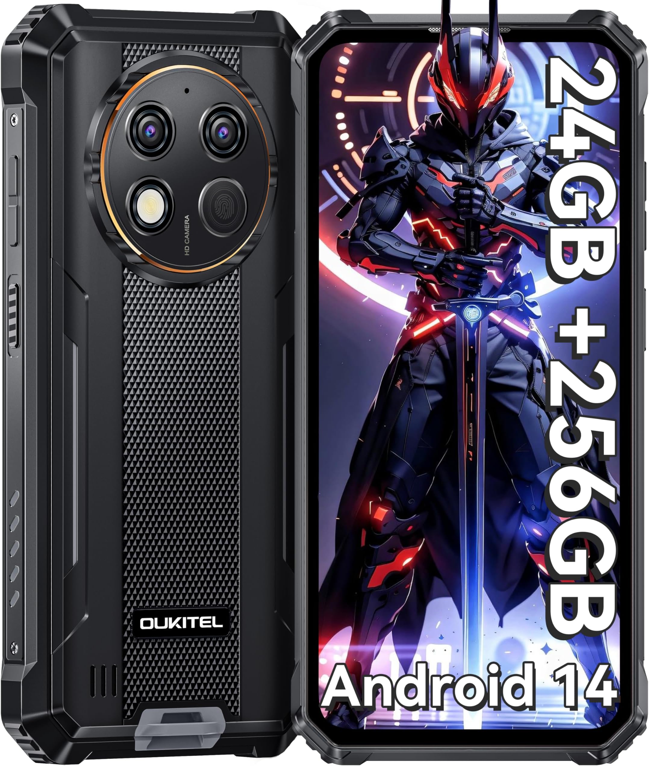 G1 Rugged Smartphone - Android15, 24GB RAM+256GB ROM+1TB,10600mAh Battery,48MP Camera,6.52" Rugge phone,IP68/69K Waterproof 4G Dual Sim-free&Unlocked Mobile Phones,NFC,OTG,GPS,2025 (Black)