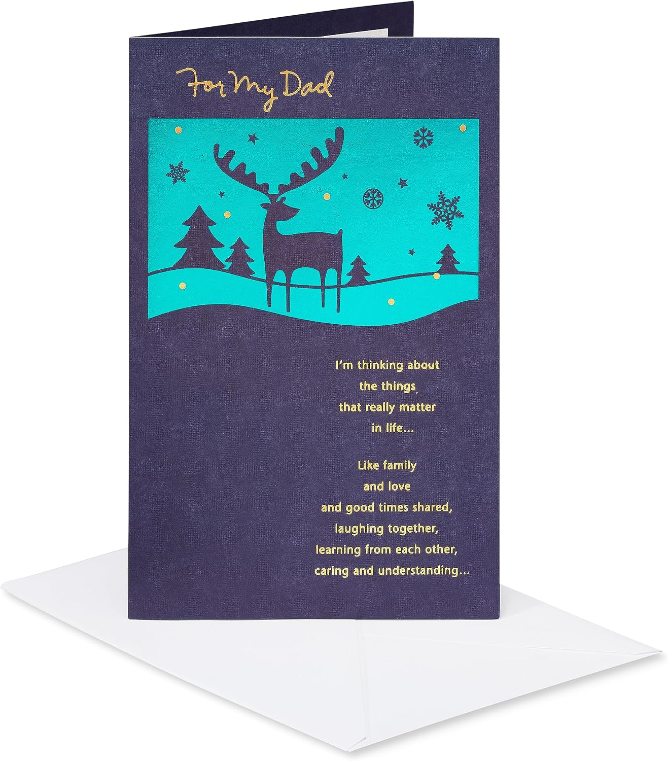 American Greetings Christmas Card for Dad, Reindeer and Winter Scene Holiday Greeting for Father (Family and Love)