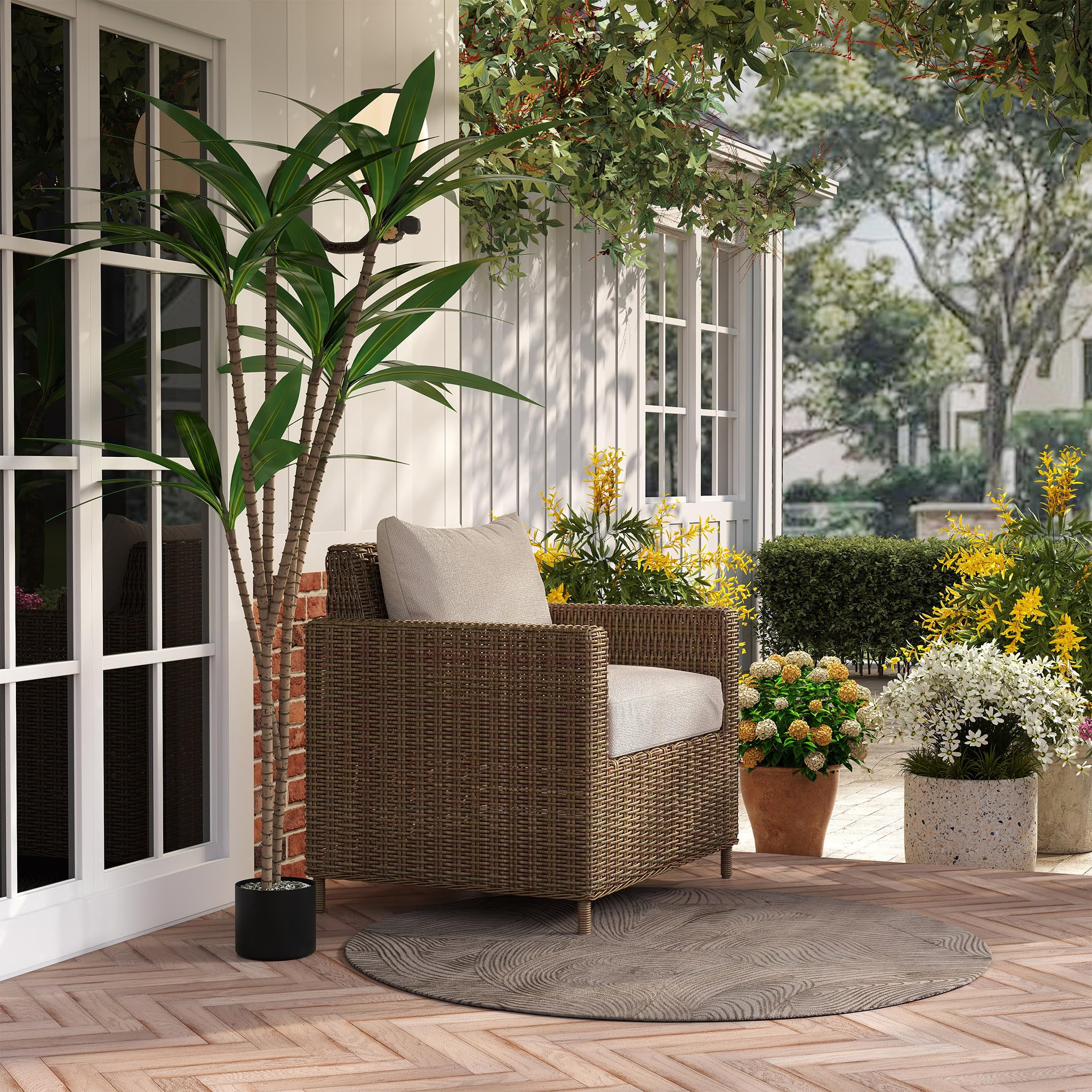 FIVMEN Plante artificielle Dracaena Fragrans Plantes d'intérieur Plantes artificielles Arbre artificiel comme réel avec pot Plantes artificielles Plantes artificielles Fausse plante pour salon