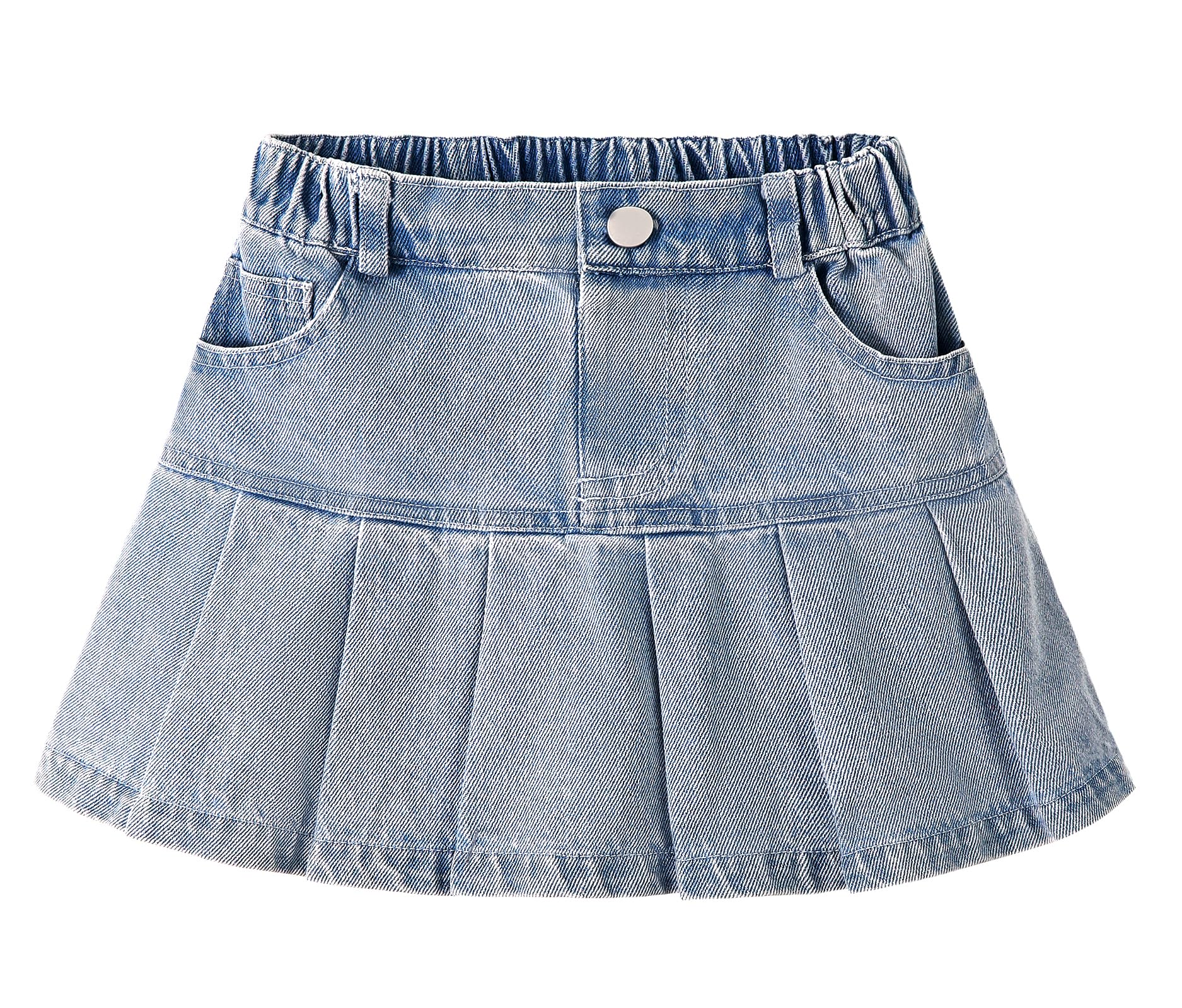 Miipat Faldas Vaqueras para Niñas Faldas-Pantalón Vaqueras de Corte Acampanado con Cintura Elástica Pantalones Cortos y Bolsillos para Niñas Pequeñas