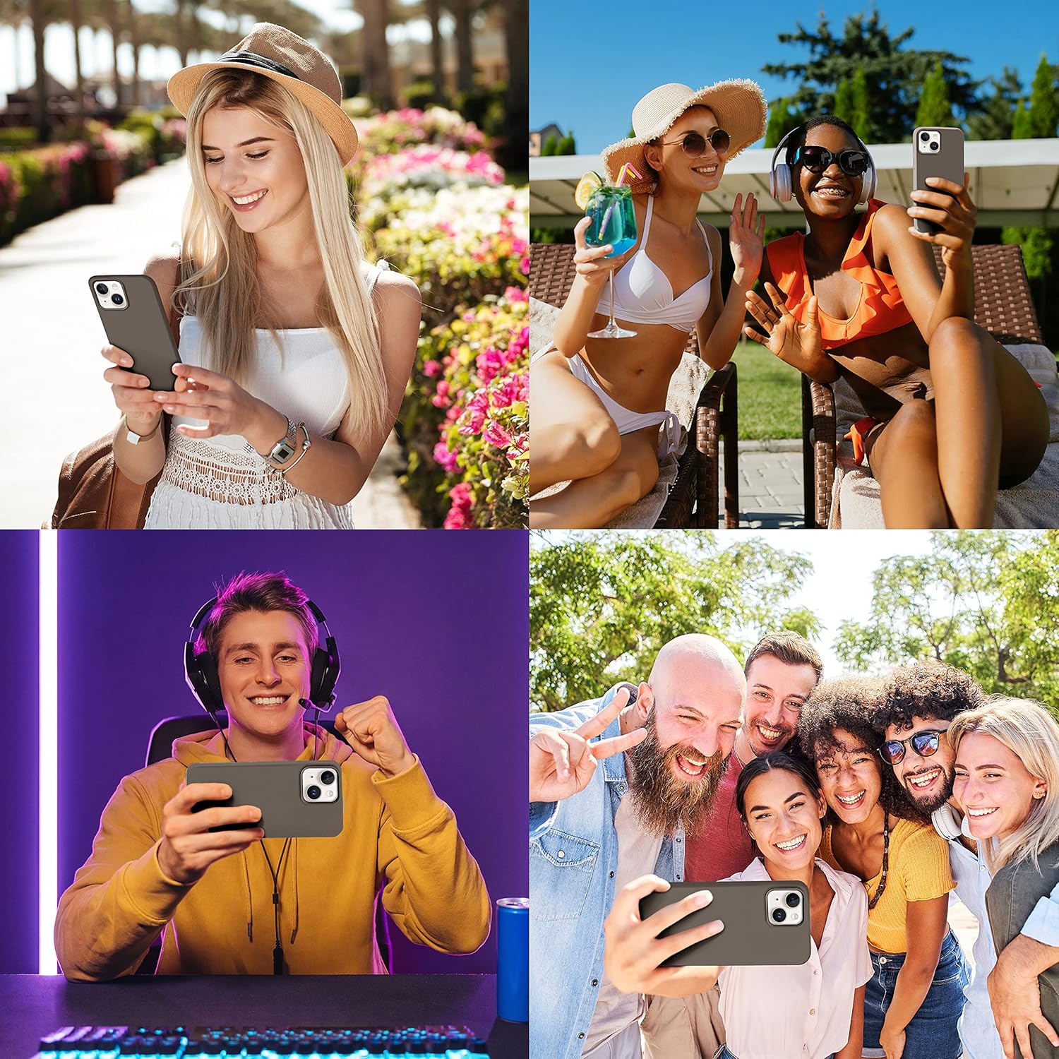 IceSword Compatible with iPhone 14 Plus Case Deep Stone, Liquid Silicone Case Phone Cover Slim Protective, Soft Anti-Scratch Deep Beige Warm Gray [Shockproof] 6.7 inch 14Plus- Deep Stone