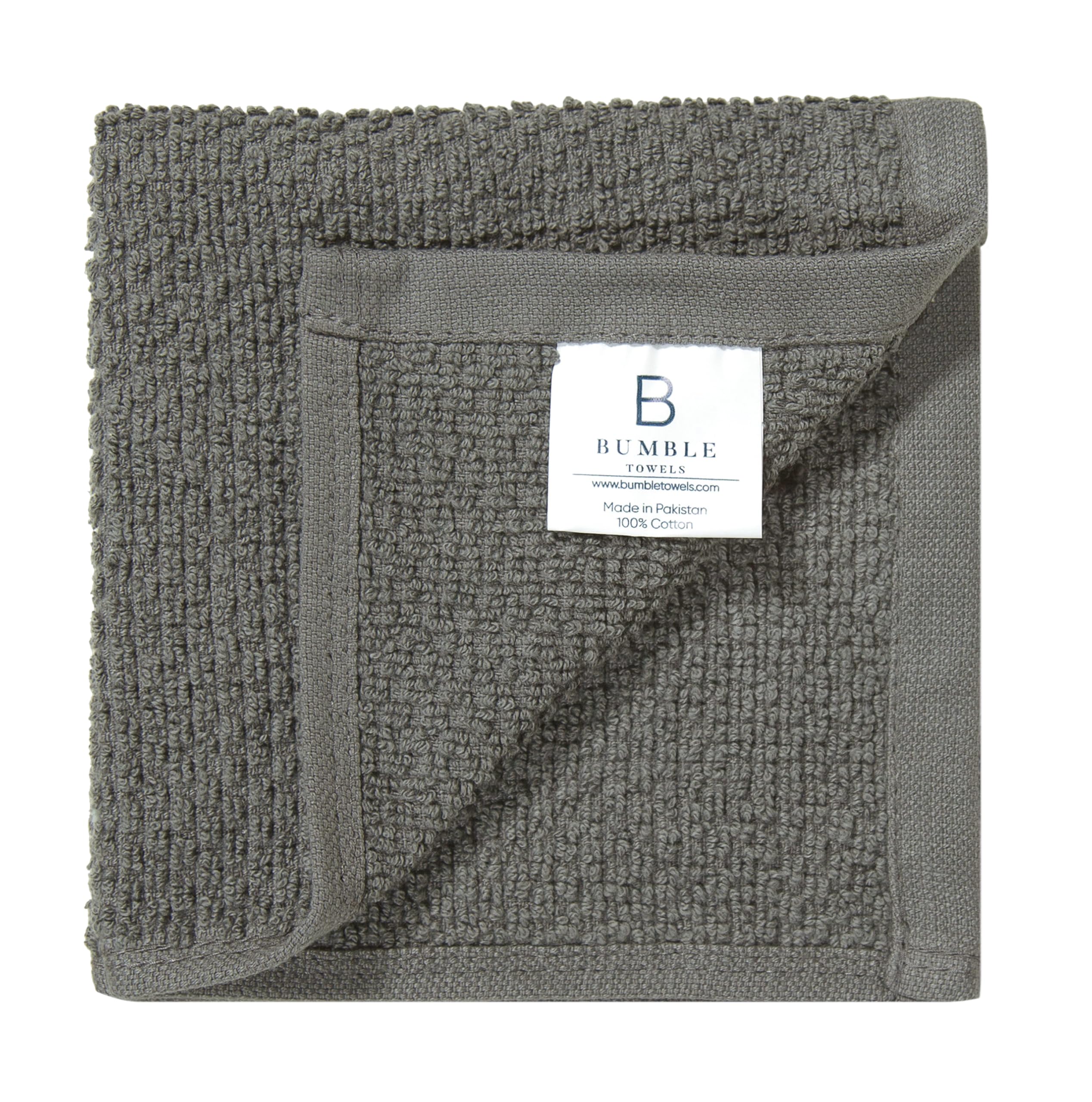 Bumble - Paquete de 8 paños de cocina de algodón, 12 x 12 pulgadas, rayas anchas grises
