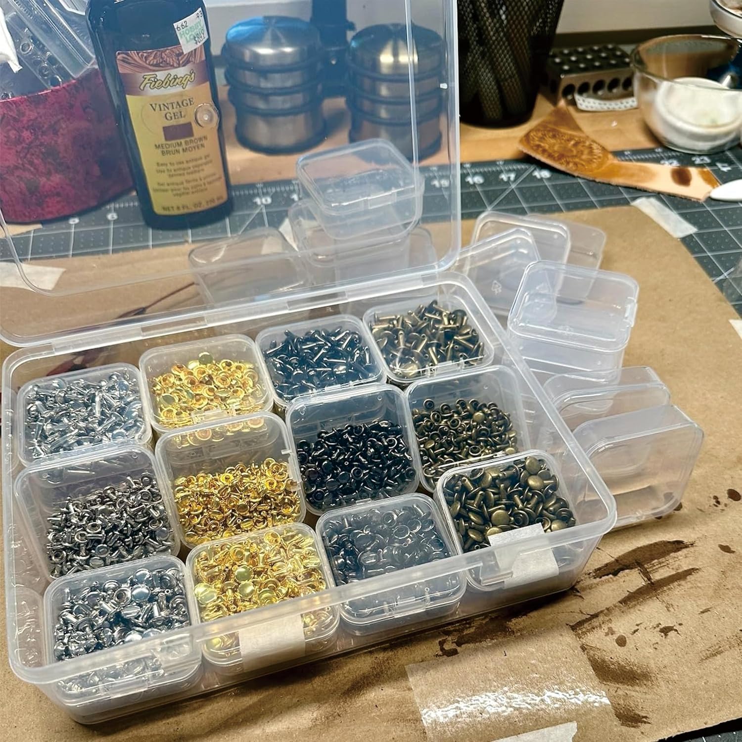 Bead Organizer Box, 60Pcs Small Clear Plastic Storage Containers, 2 Large Craft Organizer Box, Mini Parts Storage Solution for Beading Jewelry Making Diamond Arts Screws Seeds