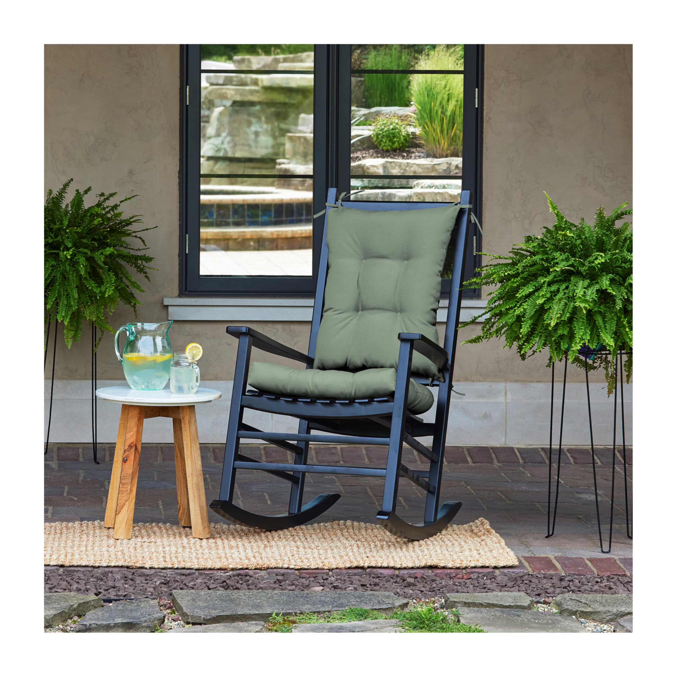 Arden earthFIBER Indoor/Outdoor Plush Rocking Chair Cushion Set, 20 x 18, Water Repellent, Fade Resistant, Tufted Cushion for Rocking Chairs