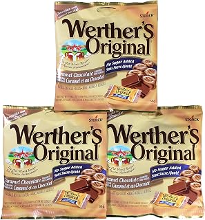 Sugar Free WERTHER'S Original Caramel Chocolate Hard Candies 3 -60g PKG