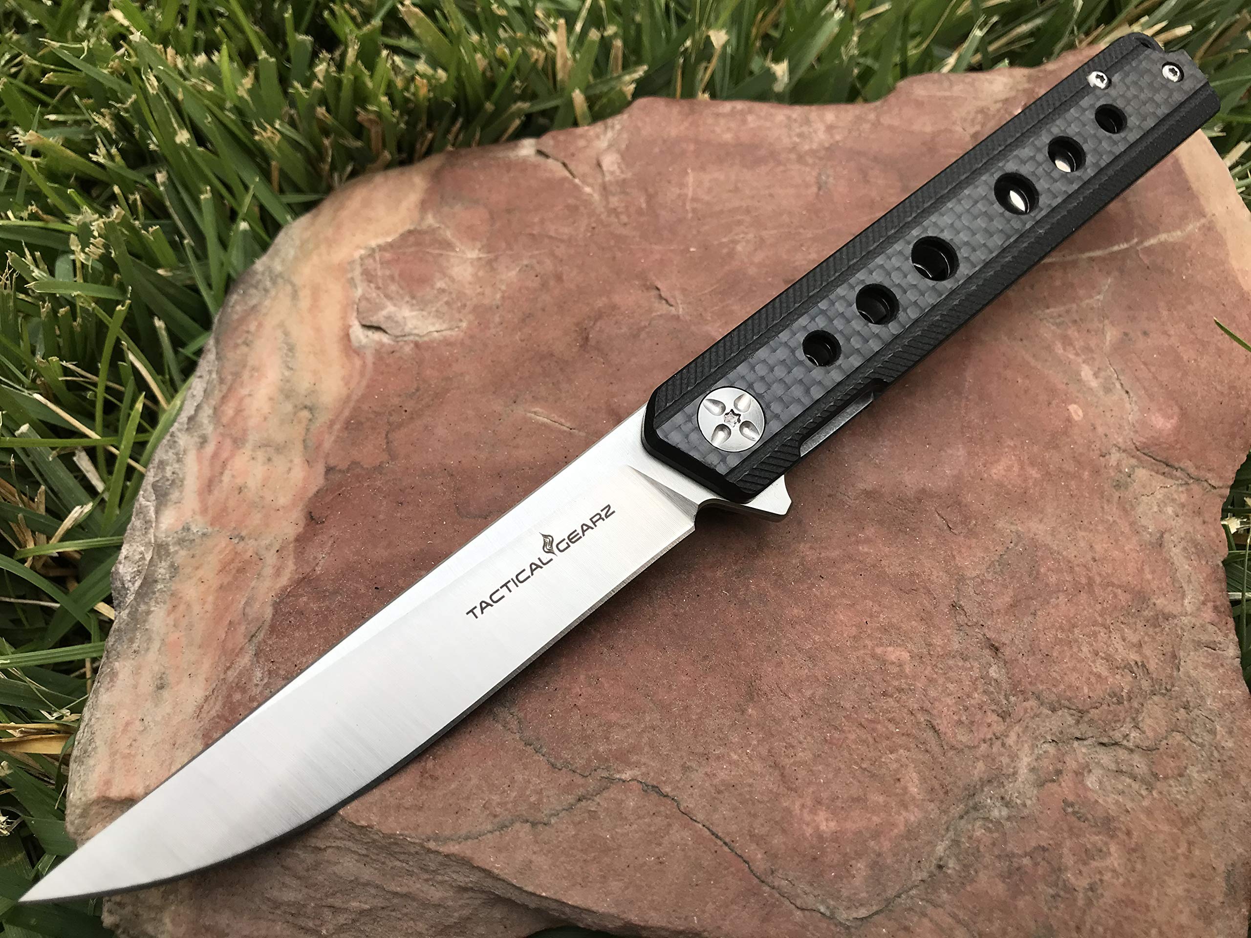 TACTICAL GEARZ Carbon Fiber Pocket Knife! TG Torus, Solid Carbon Fiber