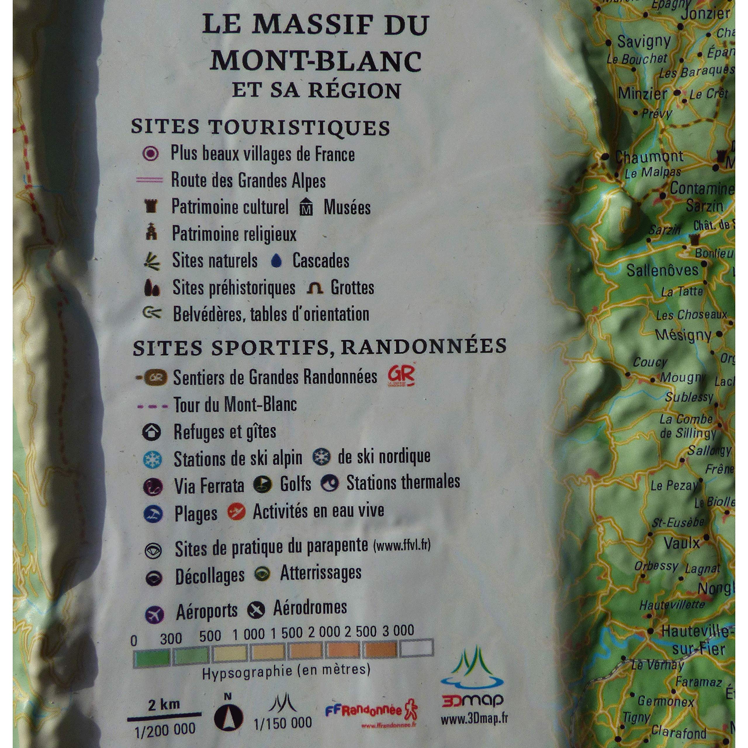 Cartina in rilievo del Monte Bianco e della sua regione, 1/210 000