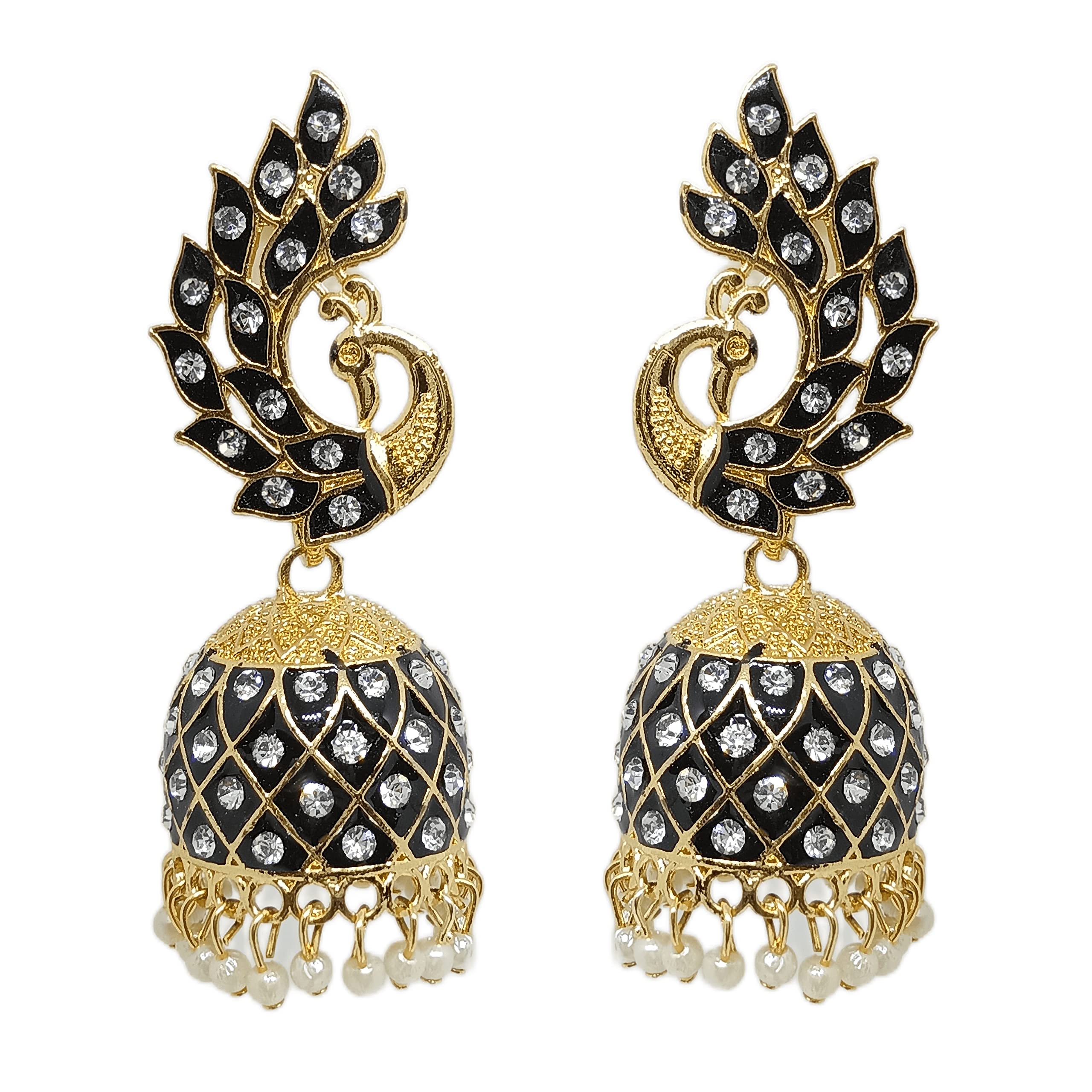 Soika® Multicolor Meenakari Peacock Design Jhumka Earrings | Jhumki Earrings | Ethnic Earrings (Black) (B0BLKB1R5M) Amazon Price History, Amazon Price Tracker