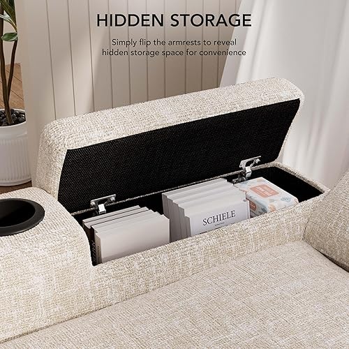 Miniatura 5 de Vipbear Sofá cama cama, sofá extraíble de 82 pulgadas con respaldo reclinablediván de almacenamiento reversible, sofá en forma de L 3 en 1 con