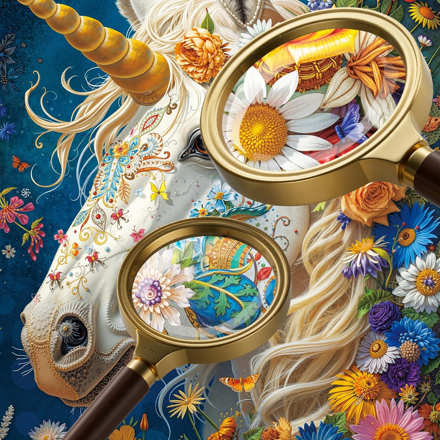 Divine Bloom Steed 1000-Piece Jigsaw Puzzle for Adults –Challenging Enchanted Unicorn with Flower Mane Art, Premium Matte Finish, 27.56 x 19.68 Inches, Perfect for Game Nights