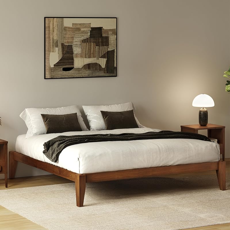 Thor Japanese Joinery Bed Frame King, Solid Wood (Walnut)