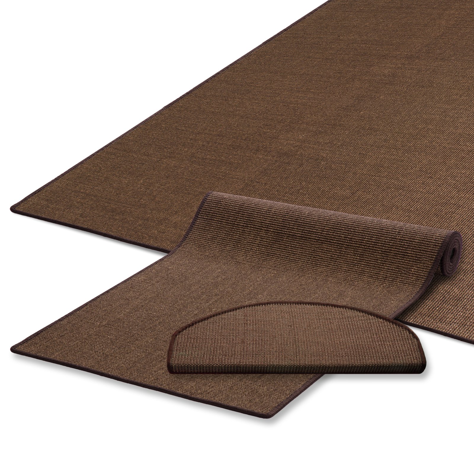 casa pura Tapis en sisal marron uni | Fibre naturelle | Produit de qualité fabriqué en Allemagne | Combinable avec des tapis d'escalier | 19 largeurs et 27 longueurs (100 x 175 cm)