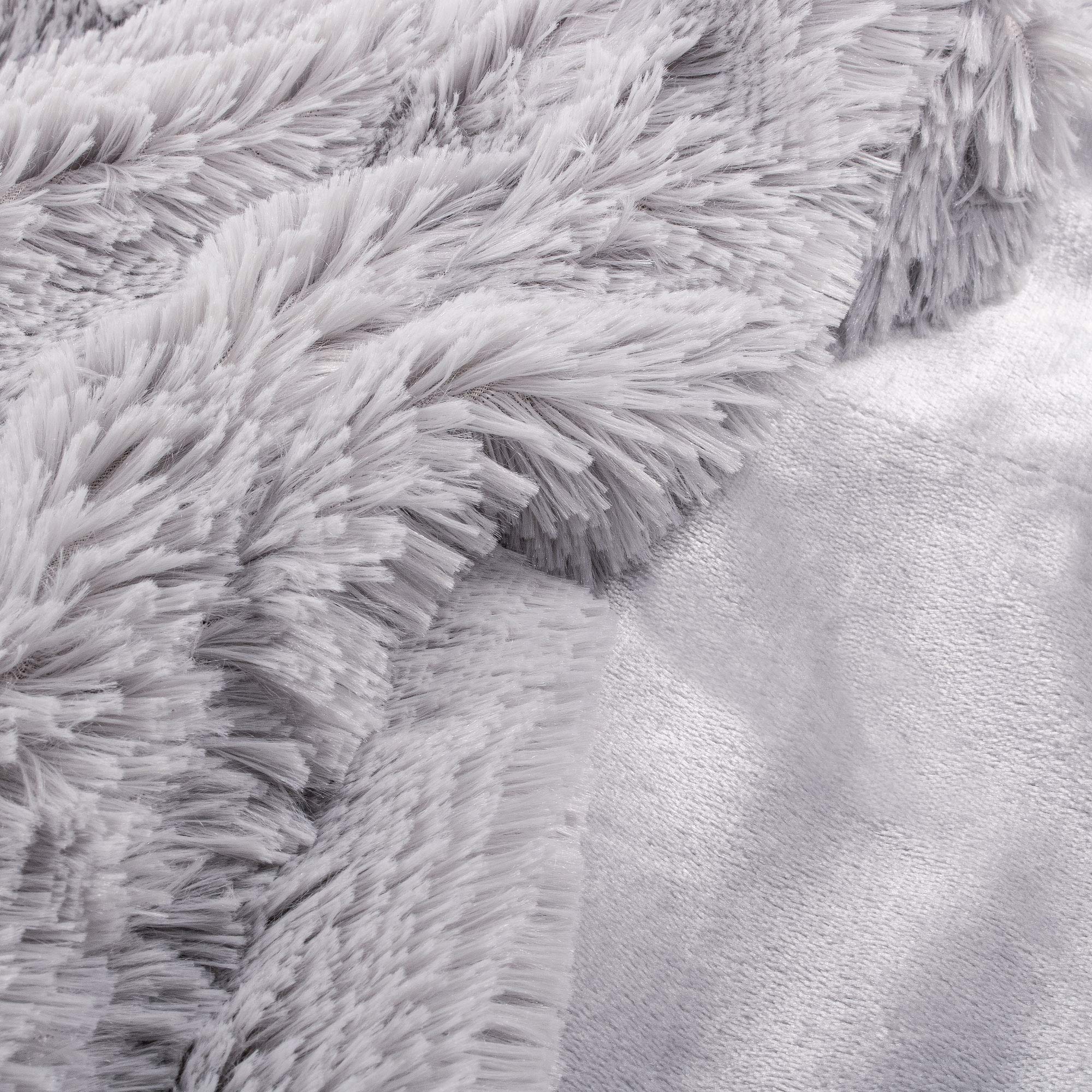 SPRINGOS Kuscheldecke Plaid Überwurf 220 x 240 cm Grau Plüschdecke Decke Wohndecke zweiseitig Kunstfelldecke