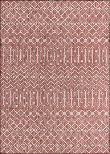 Vista 729 de Unique Loom Alfombra Colección enrejado Marroquí Celosía Transicional Interior y Exterior, Polipropileno Gris carbón/natural