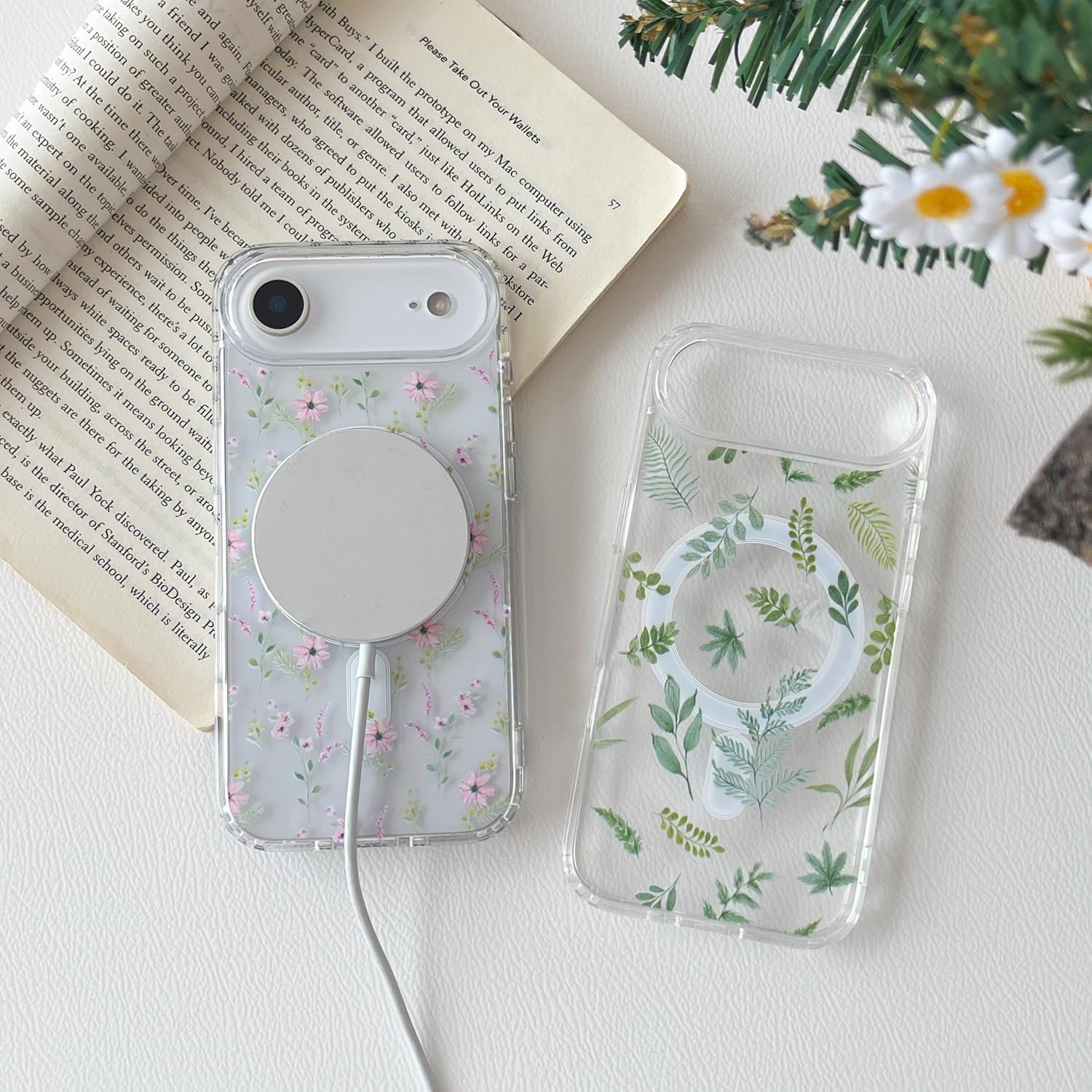 ZTOFERA for iPhone Air Magnetic Case Compatible with Magsafe,Aesthetic Floral Pattern Design Cute for Girl Women,Anti-Drop Protective Hard Phone Cover for iPhone Air-Big White Flower - Image 6