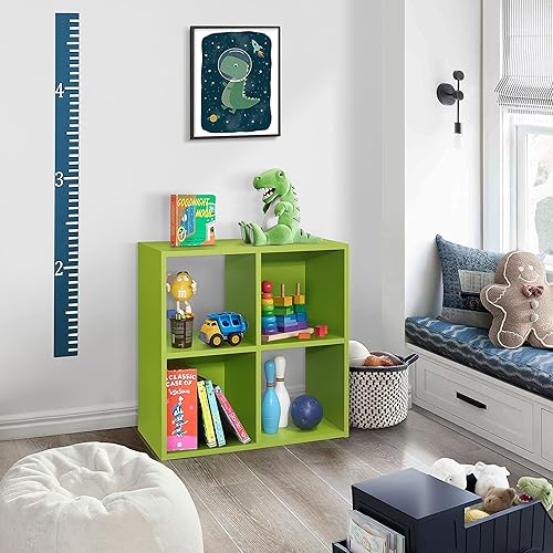 Kings Brand Furniture - Jermine - Estantería de 4 cubos organizador de estantes de almacenamiento de juguetes para niños color verde