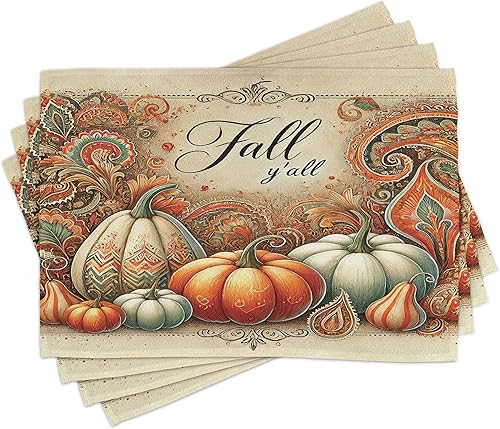 Miniatura 7 de Ambesonne Juego de 4 manteles individuales de tela lavable para mesa de comedor, tamaño estándar, color azul rey