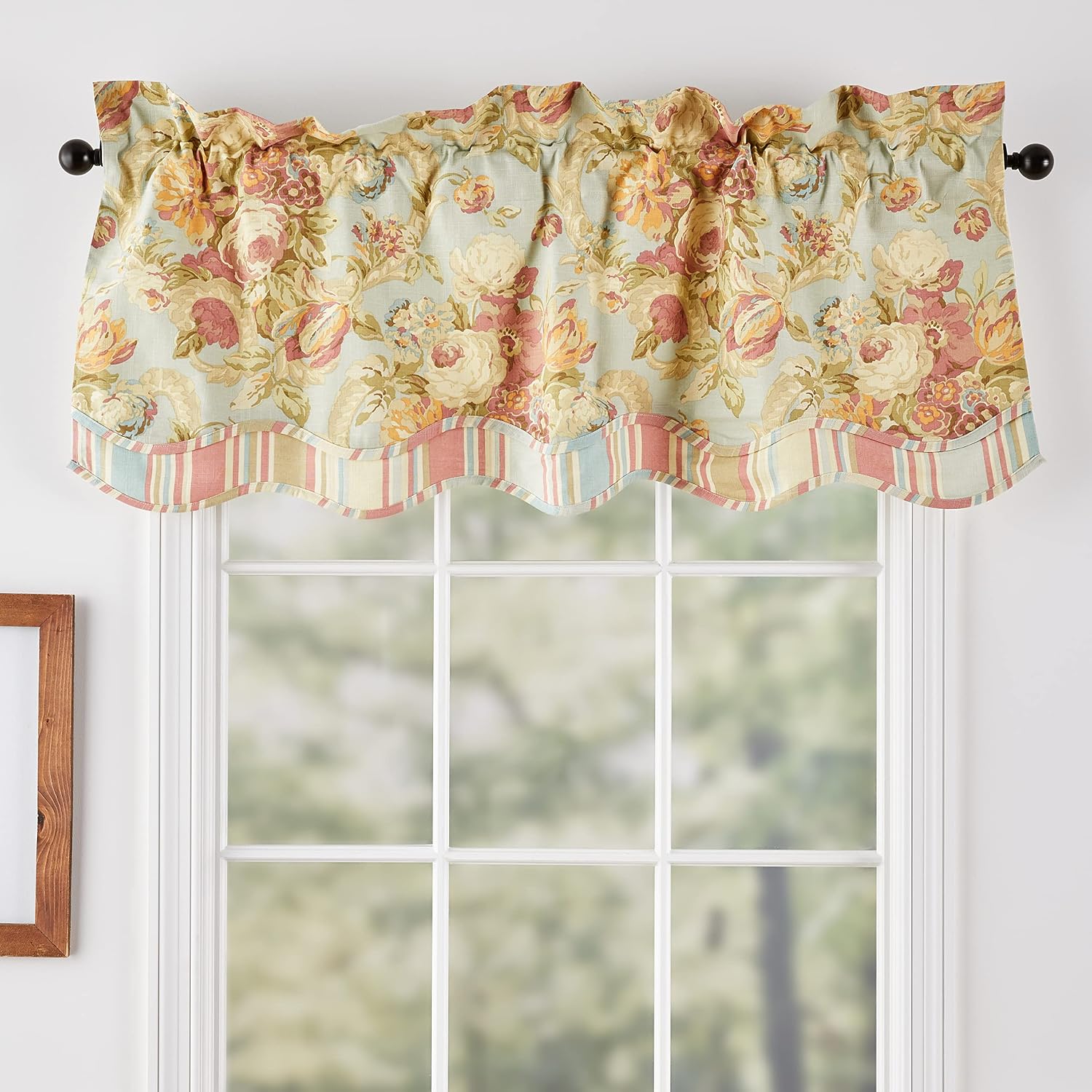 Waverly Valances for Windows - Spring Bling 52" x 18" Short Curtain Valance Small Window Curtains Bathroom, Living Room and Kitchens, Platinum