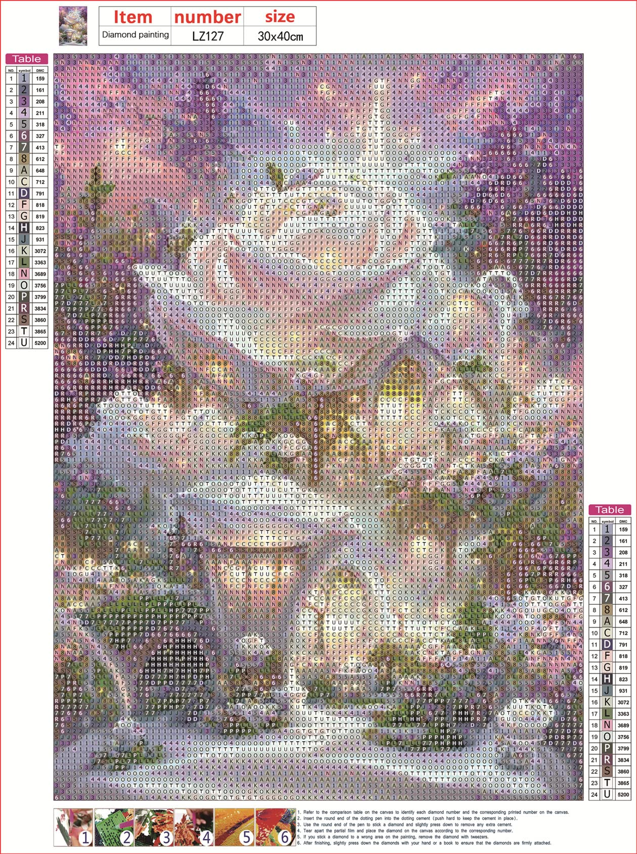 5D Diamond Painting Kit Completo DIY Pittura Diamante Art Kit Fiori Kit per Pittura con Diamanti per Adulti Fiori Drill Diamond Art Kit Completo per La Decorazione Della Parete di Casa 30