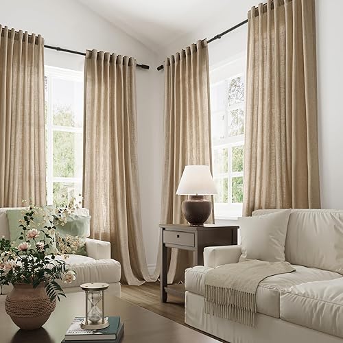 Miniatura 2 de Joywell Cortinas de lino de 102 pulgadas de largo, con cinta plisada personalizada, con gancho y pestaña trasera, cortinas de 102 pulgadas de largo,