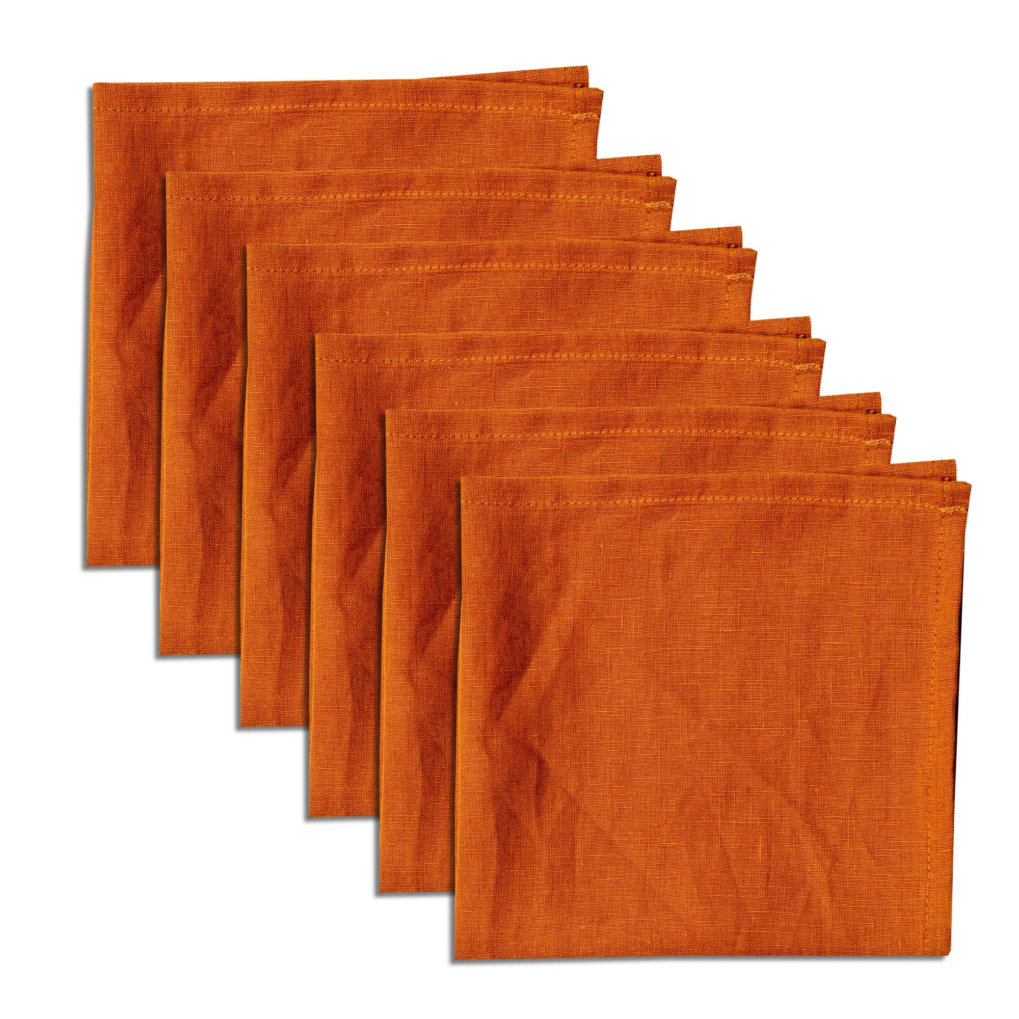 Linendo 100% Pure Linen Dinner Cloth Napkins 15 x 15 Inch Caramel - Set of 6 Pack European Flax Natural Fabric Washable for Home and Kitchen โ image 1