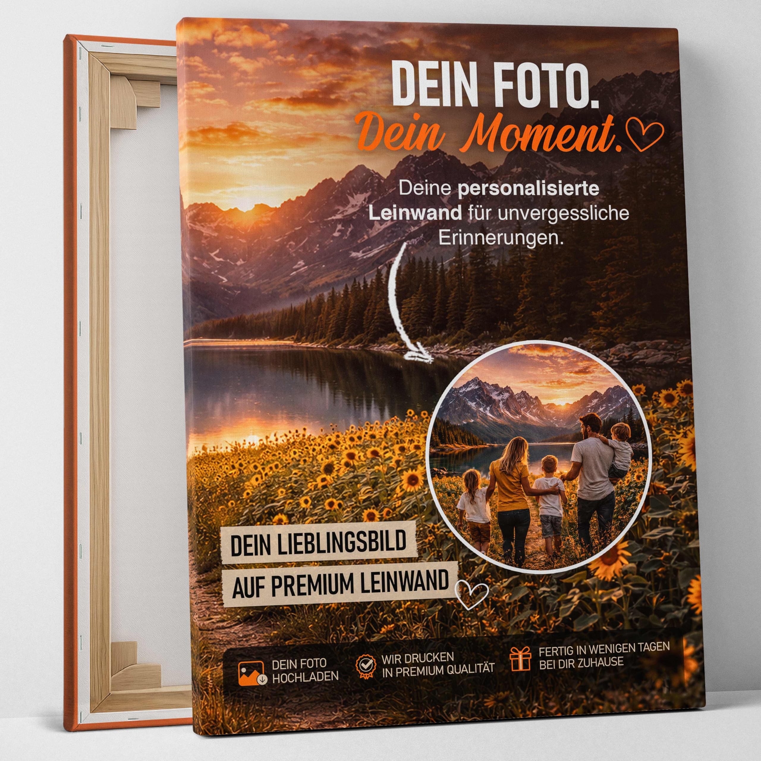 posterlux Bild auf Leinwand eigene Fotos - Sofort Upload 40x50 cm