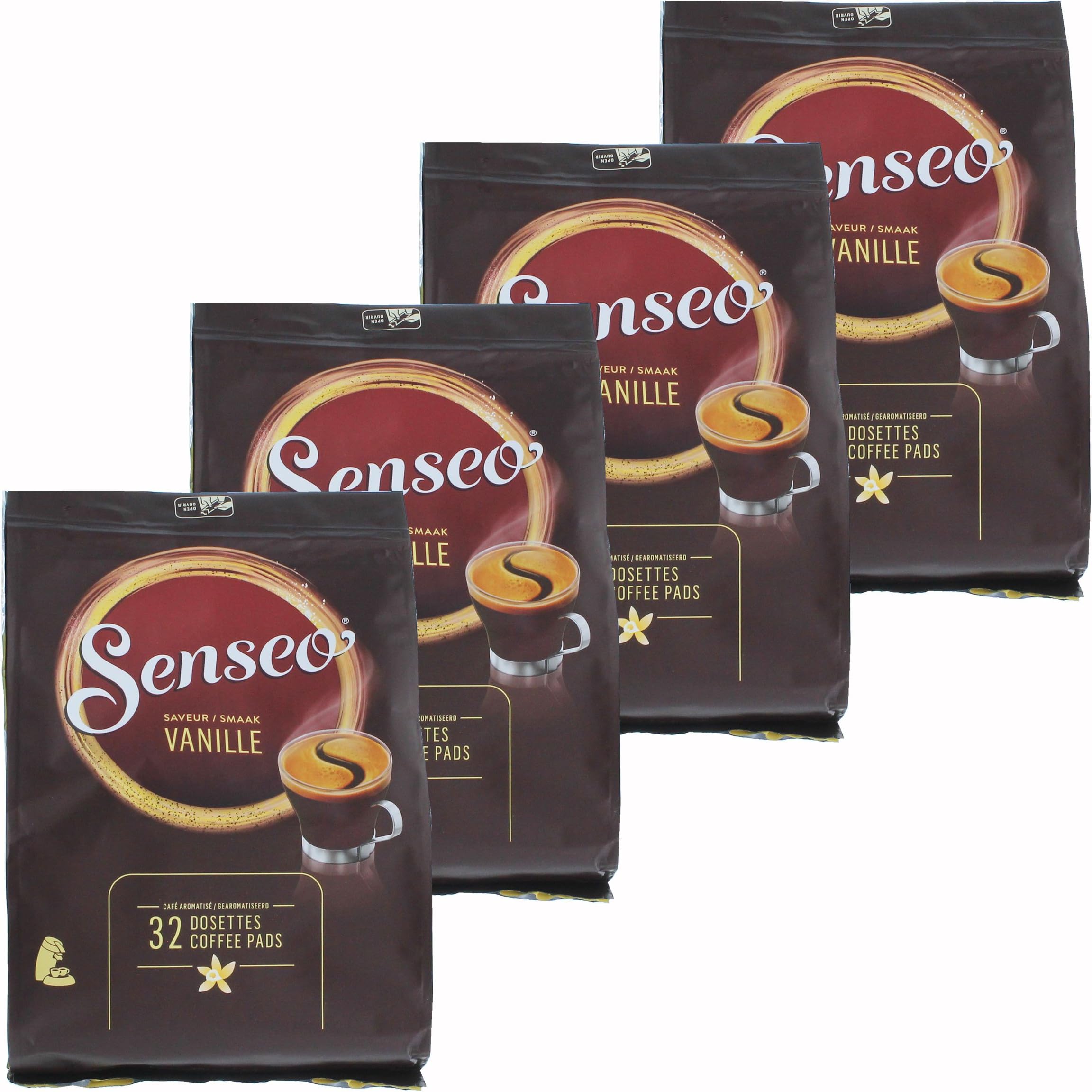 4 x Douwe Egberts Senseo Vanilla Coffee Pods 32 Pads (128 Pods In Total)