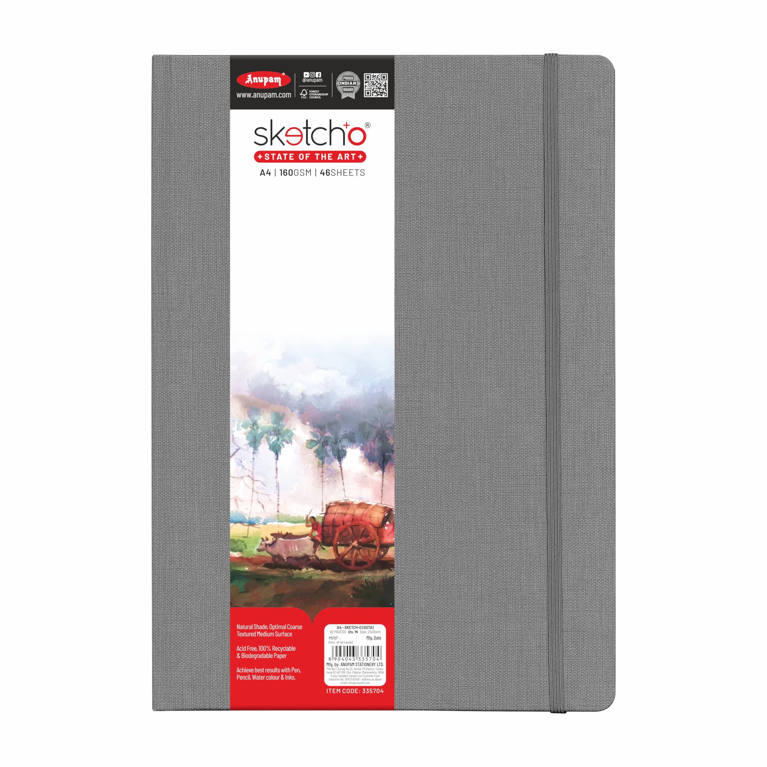 Anupam Sketch-O Sketchbook A5 | 60 Sheet 120 Pages | 140GSM | Durable Acid Free Drawing Paper |Top Spiral-Bound Sketchpad for Artists Kids & Professionals for Marker Colored Pencil Charcoal (Pack of 1) — Amazon image 24