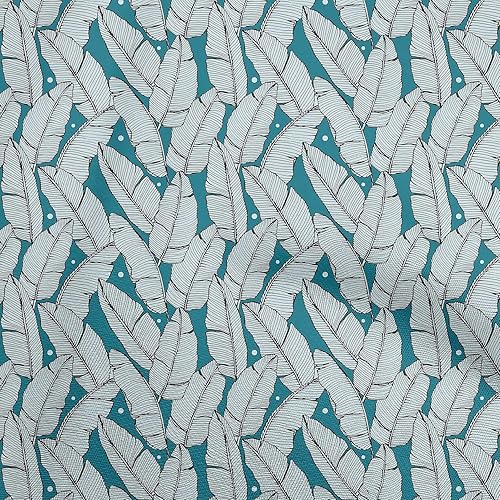 oneOone Rayon Teal Blue Fabric Tropical DIY Clothing Quilting Fabric Print Fabric by Yard 56 Inch Wide-XS