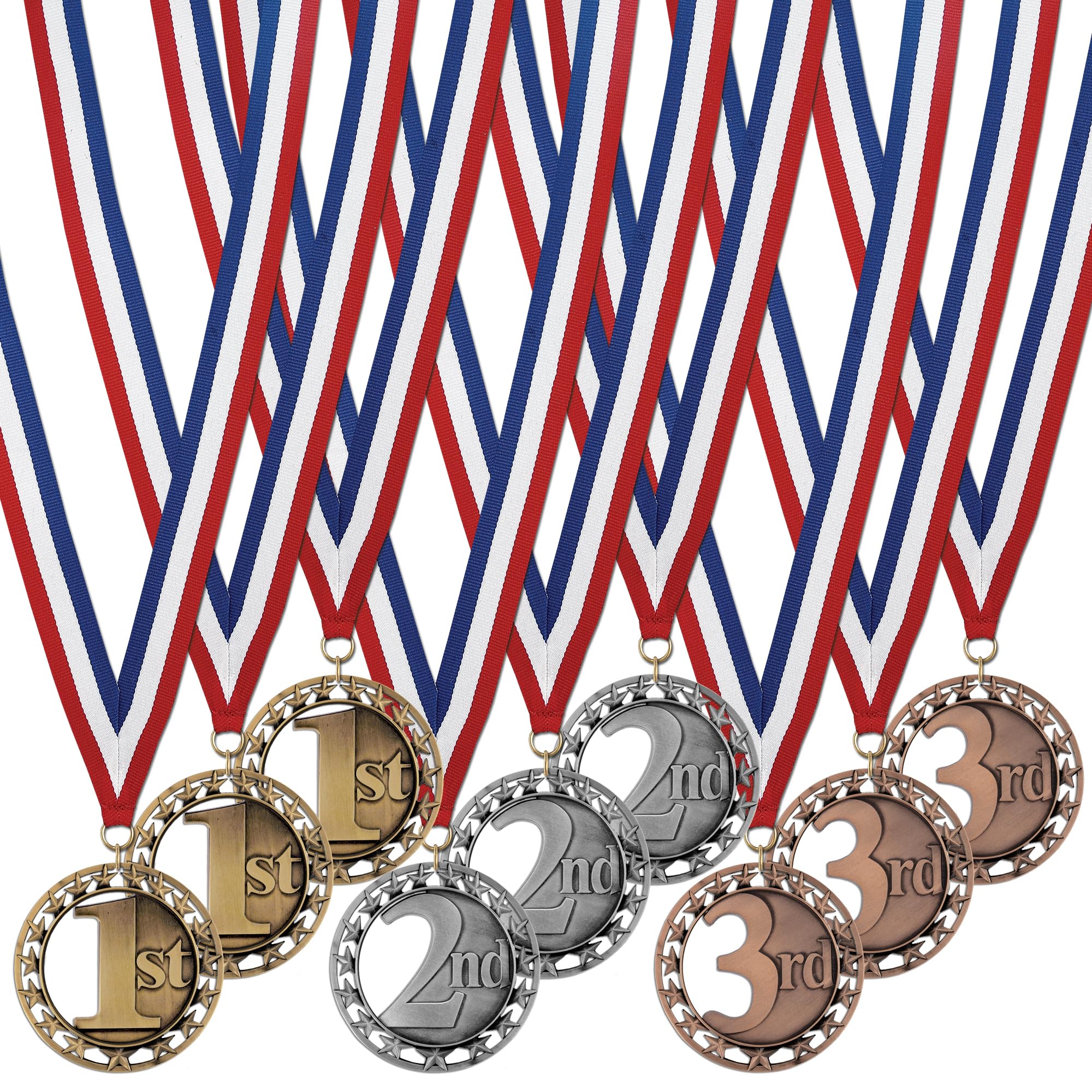 Hodges Award Medals - 1st 2nd 3rd Award Medals - Gold Silver Bronze Medals with Neck Ribbons