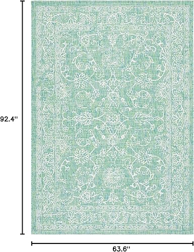 Vista 100 de SAFAVIEH Courtyard Collection - Alfombra decorativa, 2 pies 3 pulgadas x 5 pies, turquesa, no desprende pelusa y de fácil cuidado, para interiores