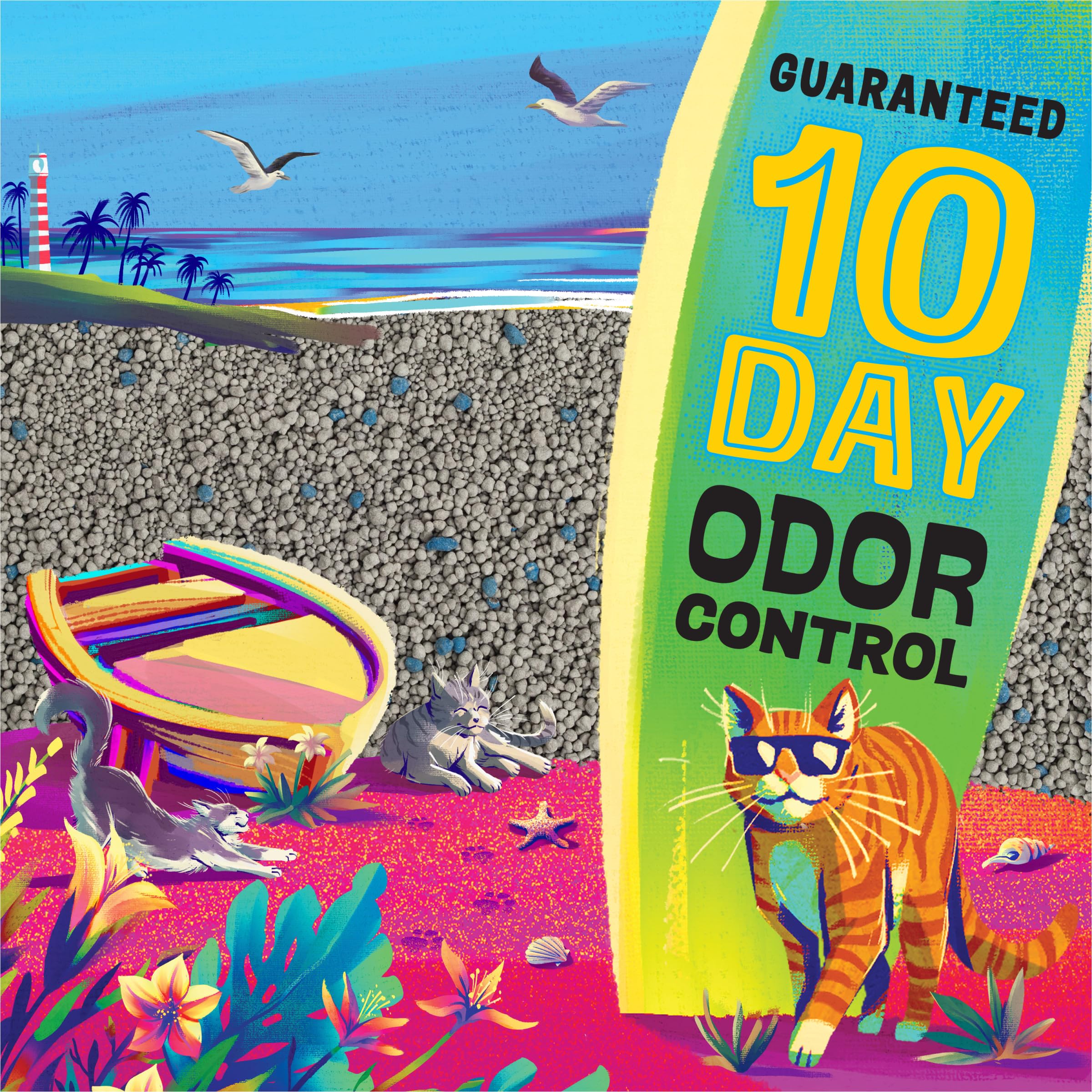 Purina Tidy Cats Bahama - Arena para gatos con aroma a atardecer, fórmula de control de olores, caja de 38 libras