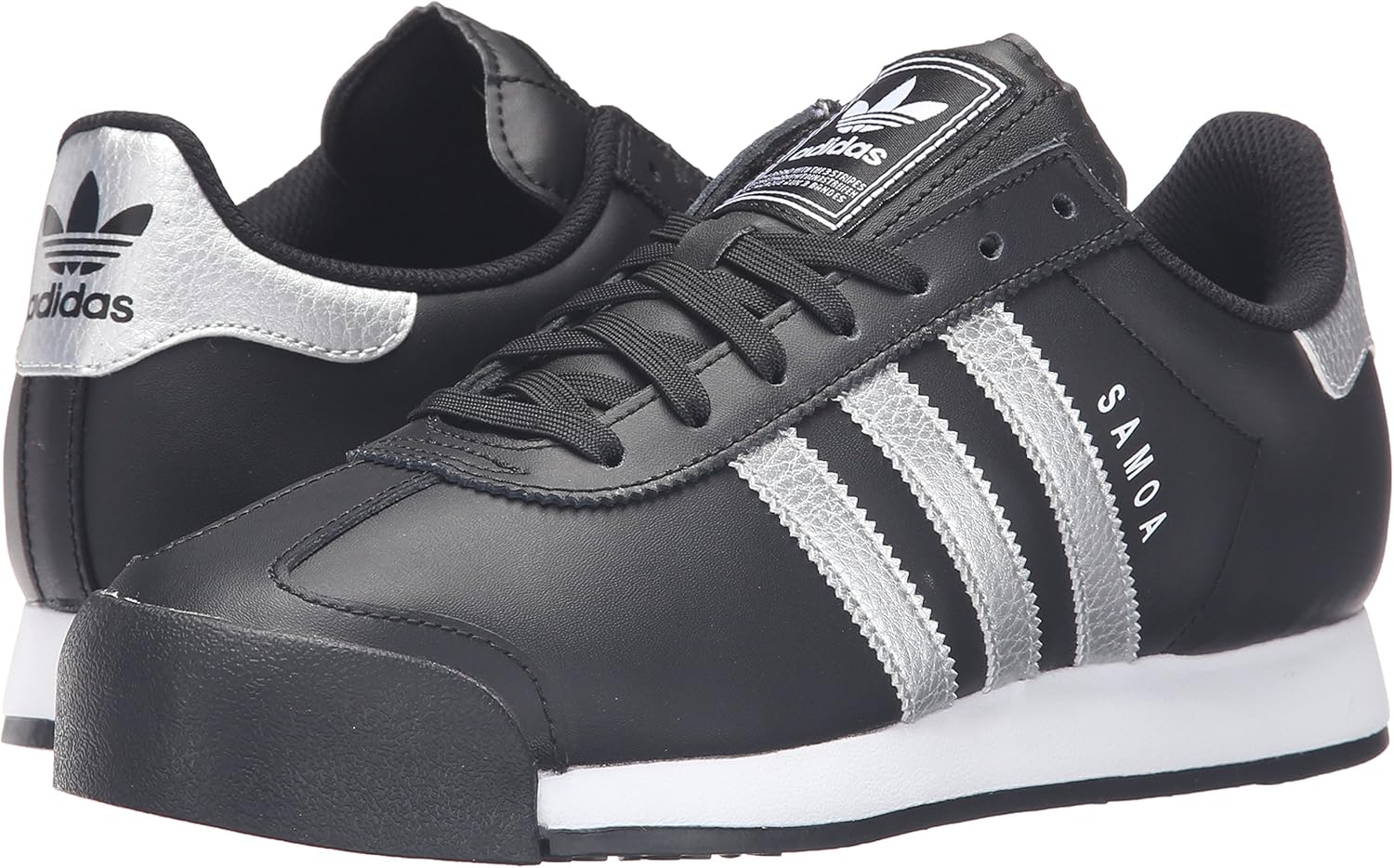 adidas Originals Men's Samoa Retro Sneaker Running Shoe, Black/Metallic Silver/White, 8.5 M US
