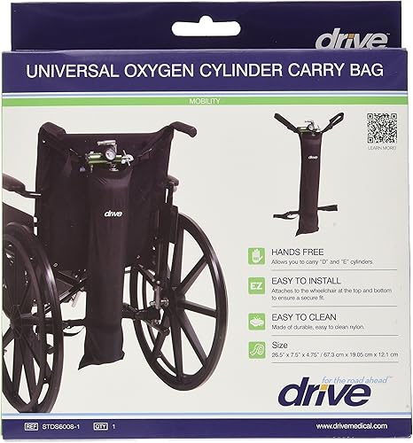 Miniatura 2 de Drive Medical Bolsa de transporte universal para cilindro de oxígeno, color negro